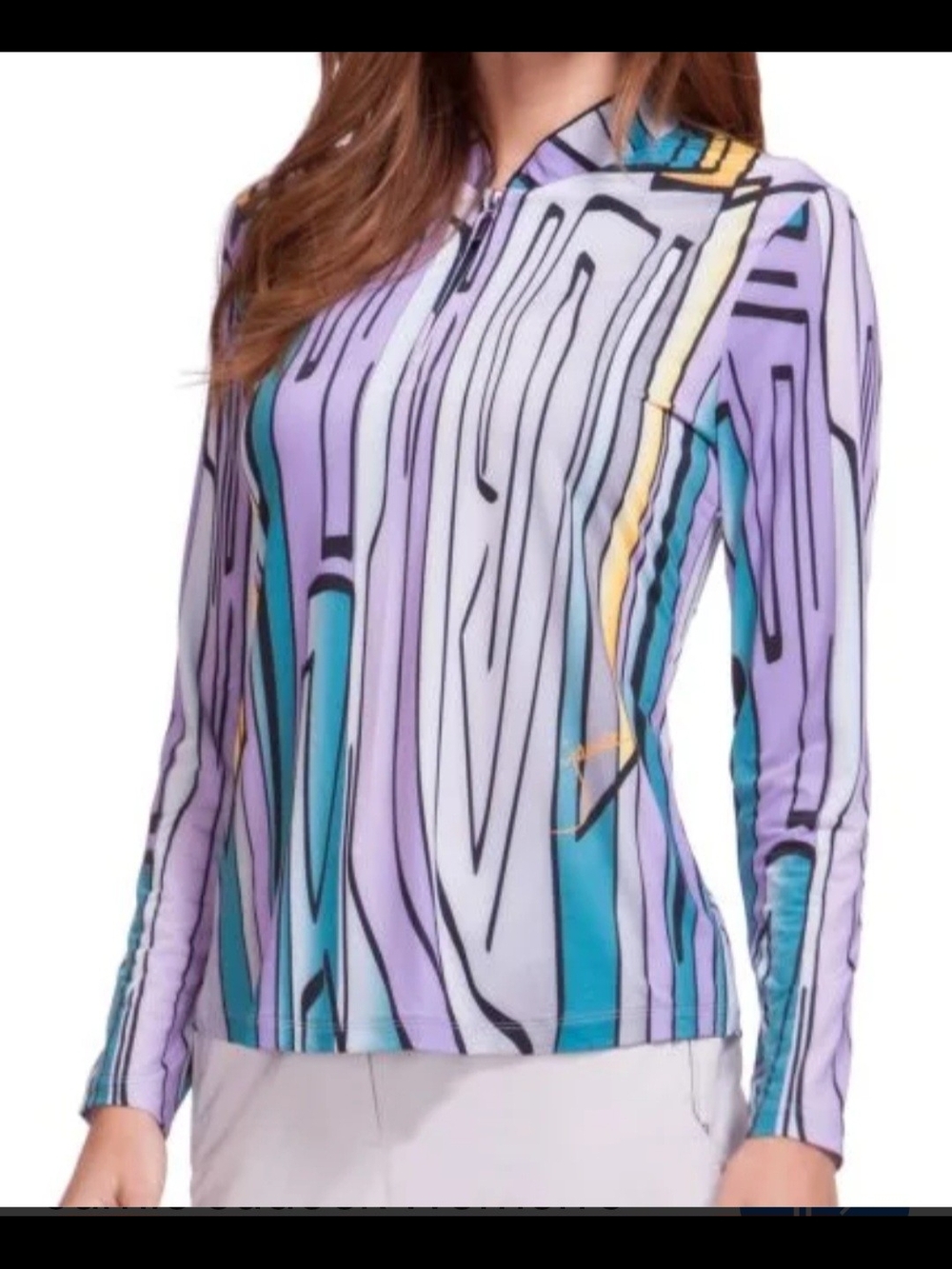 jamie sadock Lavender Multi Long-Sleeve Zip-Front Top